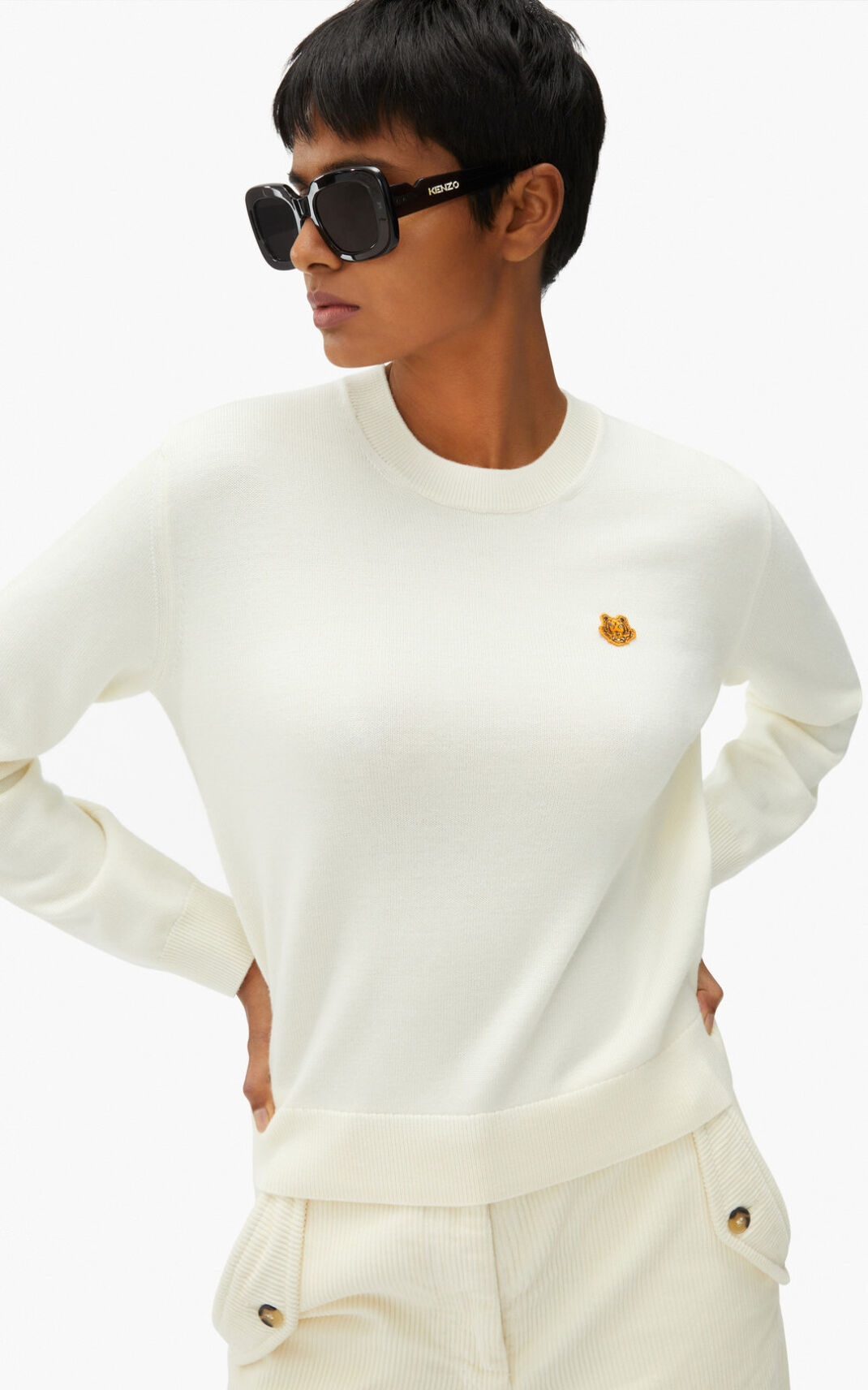 Suéter Kenzo Tiger Crest merino wool Feminino - Branco | 763ZPWCQH